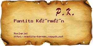 Pantits Kármán névjegykártya